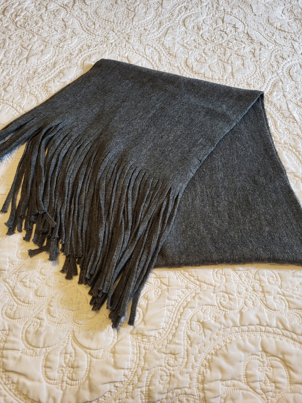 Lucky Brand Fall/Winter Scarf With Fringe Dark Grey Color Soft Comfy Unisex
